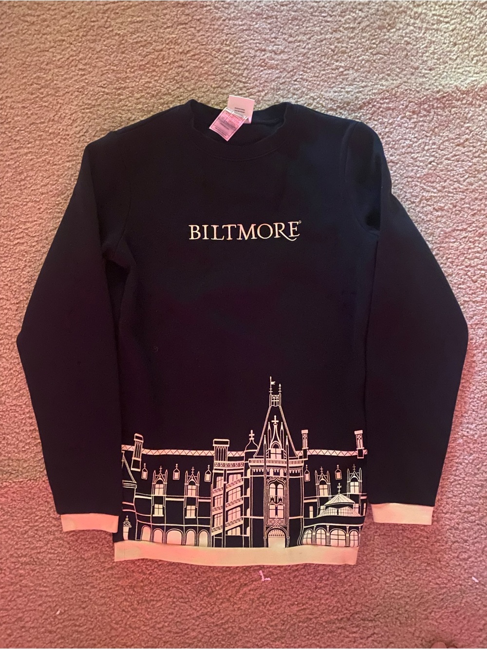 Black Biltmore Crewneck Sweater with Architectural Print
